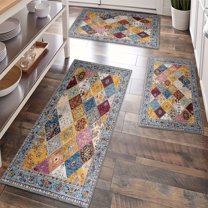Kitchen Rugs Sets of 3 Non Slip Washable Kitchen Mats for Floor, Waterproof Kitchen Runner Rug, Floor Mat Carpet for Entryway, Laundry, Sink, Hallway, Bathroom