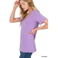 thumbnail image 3 of Zenana Women & Plus Relaxed Fit V-Neck Short Sleeve Basic Jersey T-Shirt Tops, 3 of 4