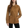 thumbnail image 1 of INSPIRE CHIC Women's Utility Jackets Drawstring Waist Flap Pocket Zip Button Jackets M Caramel, 1 of 6