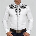 thumbnail image 2 of Retro Western Cowboy Shirts for Men Long Sleeve Button Down Shirt Embroidered Spring Summer Slim Fit Tops White XXXL, 2 of 7