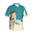 thumbnail image 2 of Daiia Colorful Greek Windmills Hawaiian Shirt for Men Gentle Cotton Regular Short Sleeve Casual-XX-Large, 2 of 9