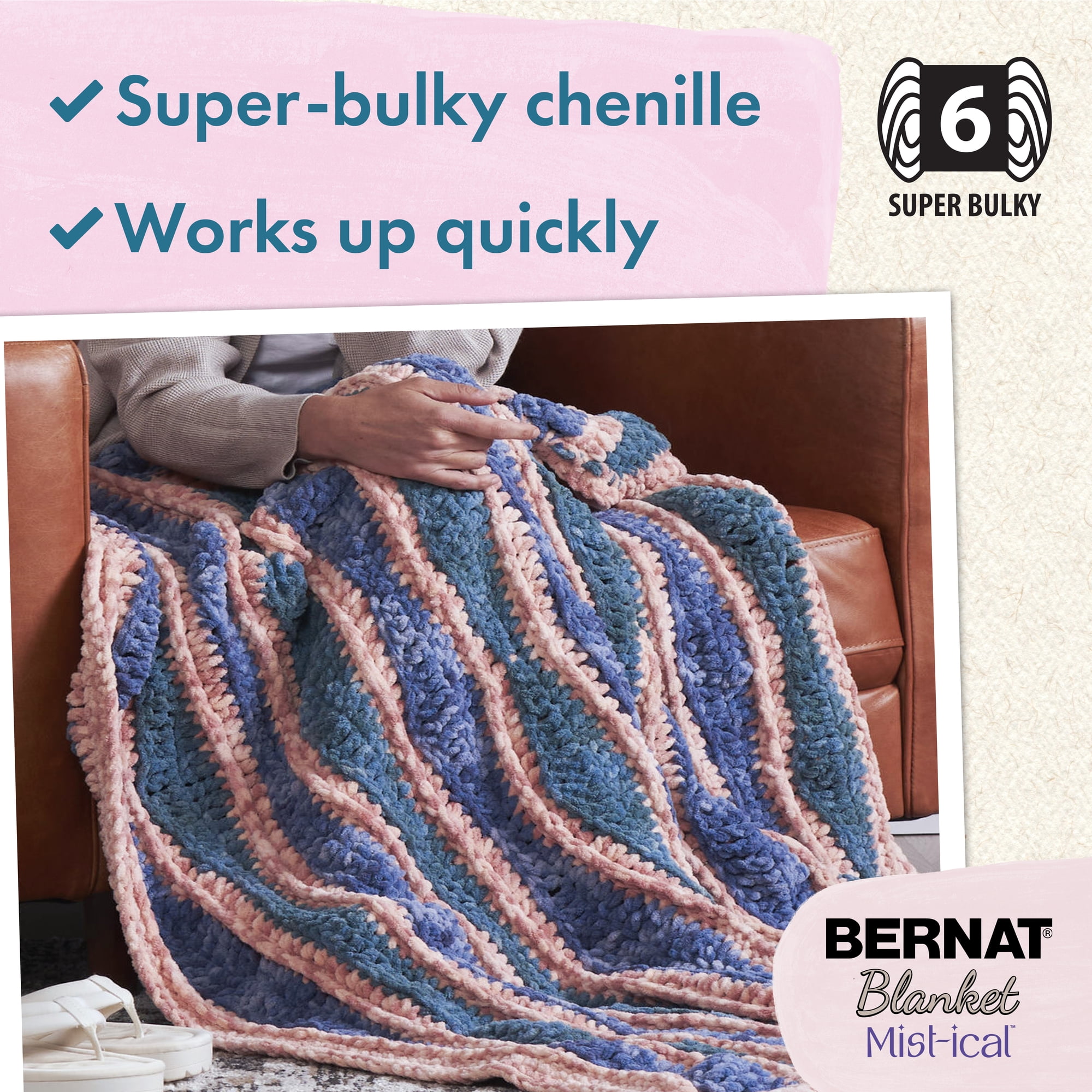 Bernat® Blanket Mist-ical™ #6 Super Bulky Polyester Yarn, Phlox 10.5oz/300g 220 Yards
