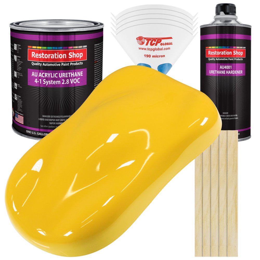 Restoration Shop Sunshine Yellow Acrylic Urethane Auto Paint Complete Gallon Paint Kit, Single