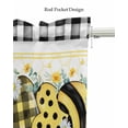 thumbnail image 5 of Black Plaid Bee Linen Curtain Valance for Bedroom/Bathroom/Kitchen/Living/Dining Room Window,Love Green Eucalyptus Yellow Daisy Floral Pocket Topper Drapes Decorative Cafe Drapery Panel 42"x12", 5 of 6