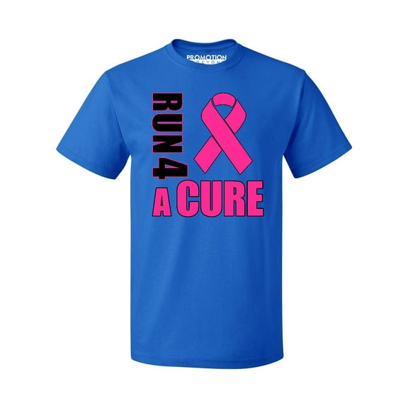 Promotion & Beyond Run For A Cure Breast Cancer Awareness Men's T-shirt, S, Royal