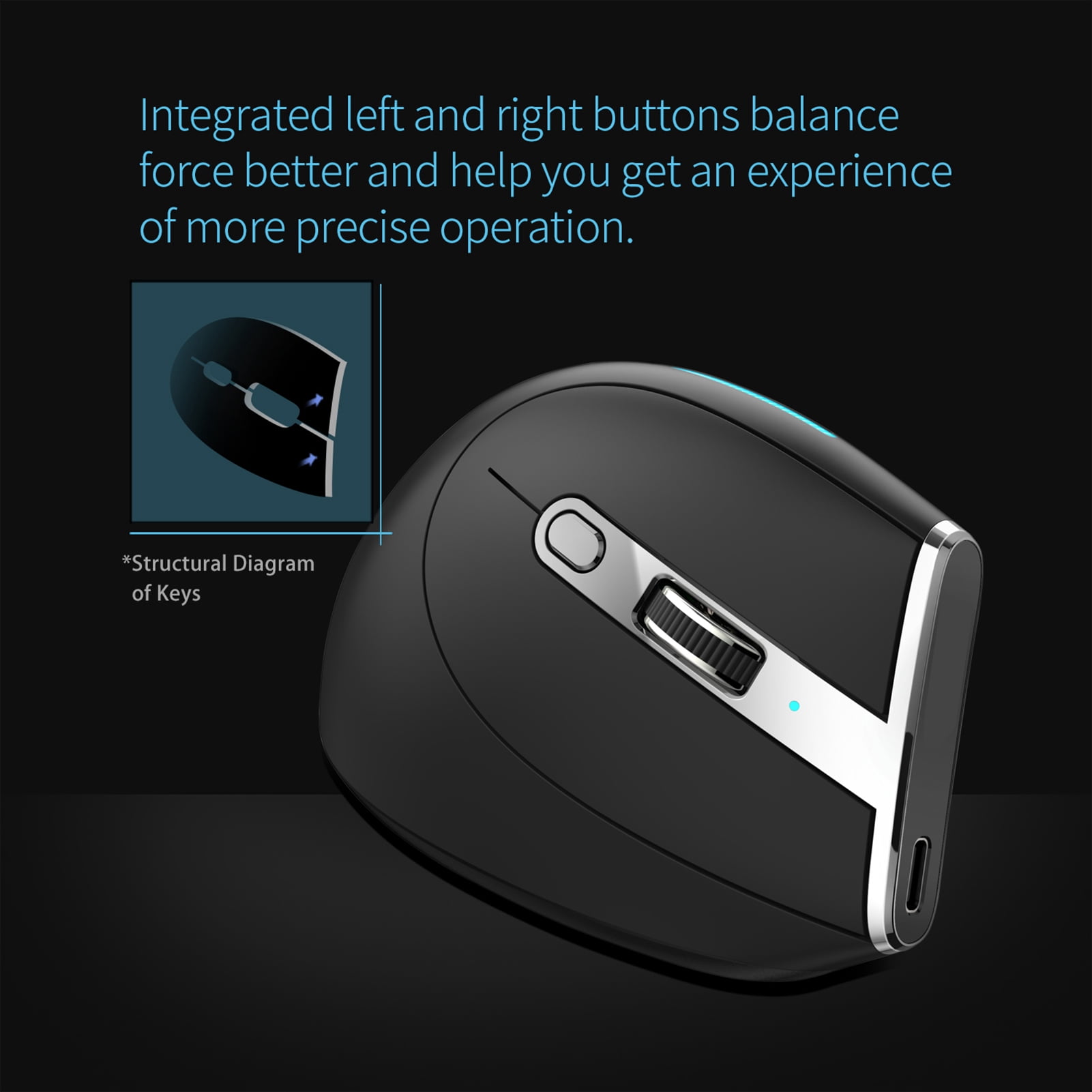 gaming mouse Design F-36 Wireless vertical 2.4G Bluetooth mouse full color light 8 key programming five movement speed game mouse built-in 730mah lithium battery Black
