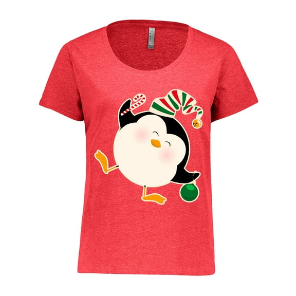 Inktastic Happy Christmas Penguin Women's Plus Size T-Shirt