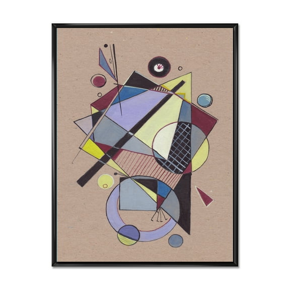 Designart 'Abstract Compositions Of Colored Geometric IV' Modern Framed Canvas Wall Art Print