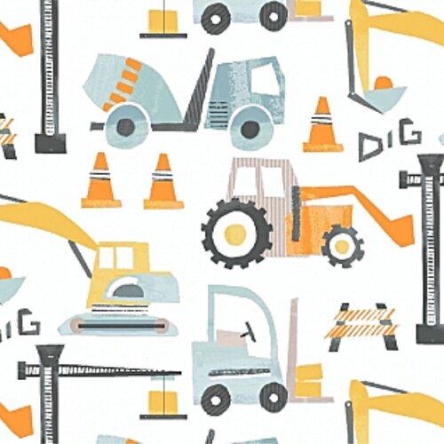 Boys Construction Equipment fabric, Dear Stella Raise the Roof cotton