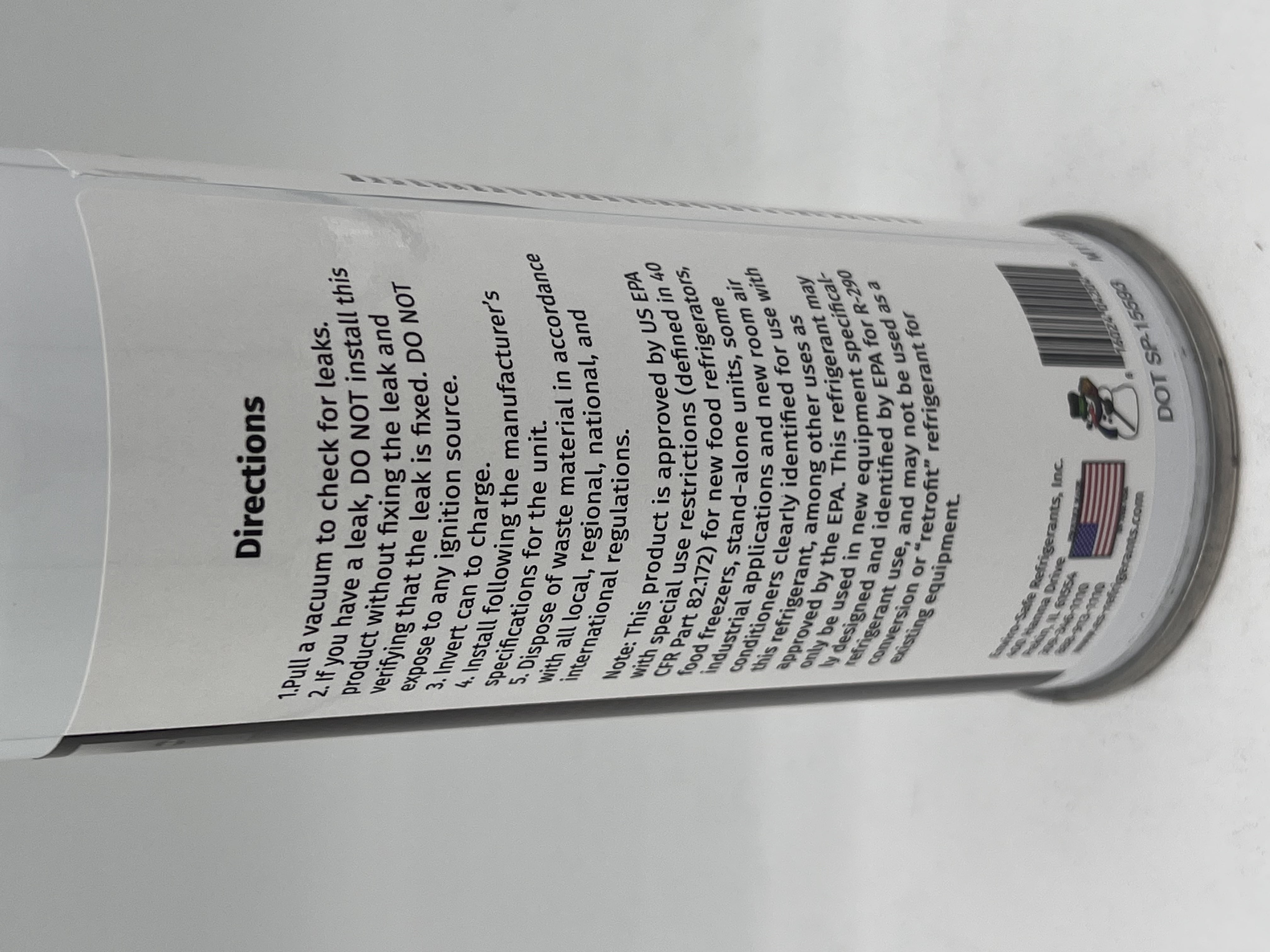 Envirosafe R290 Refrigerant, 2- 8oz Cans & Gauge Refrigerant Kit
