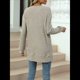 thumbnail image 4 of Camiseta de Larga con Cuello Redondo, Rayas, Color Liso y Abertura para Mujer, Otoño/Invierno 2025, con Bolsillo en el Pecho Albaricoque L, 4 of 9