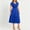 Blue, variant on Women's Plus Size V Neck Short Sleeve Midi Dress, High Waist Flared A-Line Solid Vintage Swing formal Dress Purple XL(XL)