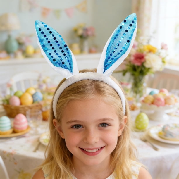 Diadema con orejas de conejo de vellón, pinza para el pelo de conejo de Pascua, aros para la cabeza, diadema de plástico