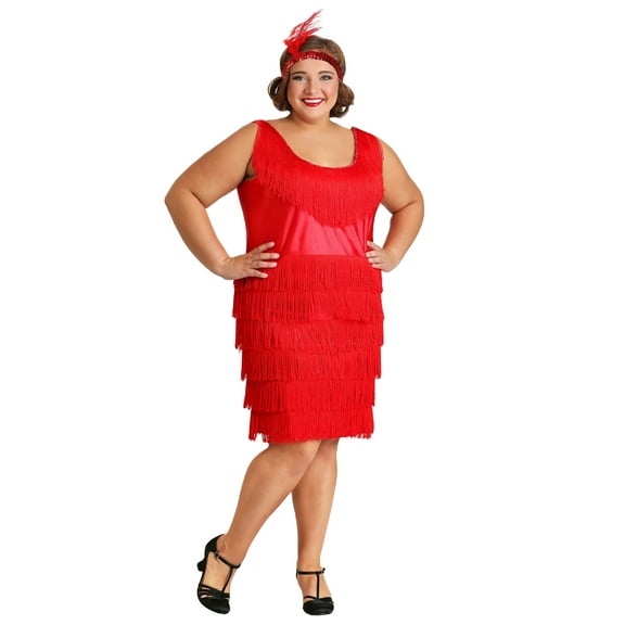 Red Plus Size Flapper Costume for Women