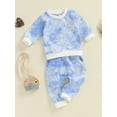 thumbnail image 3 of FEORJGP Toddler Boys 2Pcs Outfits 6M 12M 18M 2T 3T 4T Infant Baby Long Sleeve Sweatshirts Tie-Dye Print T-Shirts Crew Neck Pullovers Tops and Long Pan Cute Casual Clothes Set for Spring Fall, 3 of 7