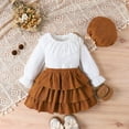 thumbnail image 4 of Sngxgn Girl's Casual 2 Piece Outfits Long Sleeve Tees and Pleated Skirt Set(White,7), 4 of 9