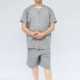 thumbnail image 5 of Mens Tear Away Post Surgery Clothing Short Sleeve Crew Neck Button Down Shirts with Shorts Loose Fit Loungewear for Bedridden Elderly Patients Comfortable Breathable Pajamas, 5 of 9