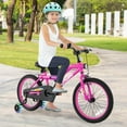 thumbnail image 2 of Costway Vélo pour Enfants 18 Pouces à DEL avec Siège Ajustable, Frein à Rétropédalage, Roues Stabilisatrices, Rose, 2 of 10