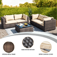 thumbnail image 2 of TANGJEAMER 5 Piece Patio Furniture Set, All Weather Outdoor Sectional PE Rattan, Patio Conversation Sets with Cushions and Glass Coffee Table for Garden Lawn Balcony Porch Deck, Beige, 2 of 7