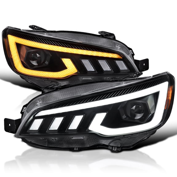 Spec-D Tuning Black Switchback Projector Headlights w/ Sequential LED Turn Signal and Startup Animation Compatible with 2015-2021 Subaru WRX STI, Left   Right Pair Headlamps Assembly