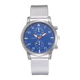 thumbnail image 1 of FanTeeDa Reloj de cuarzo con correa de silicona redonda para mujer de negocios informal a la moda esfera azul plateada, 1 of 3
