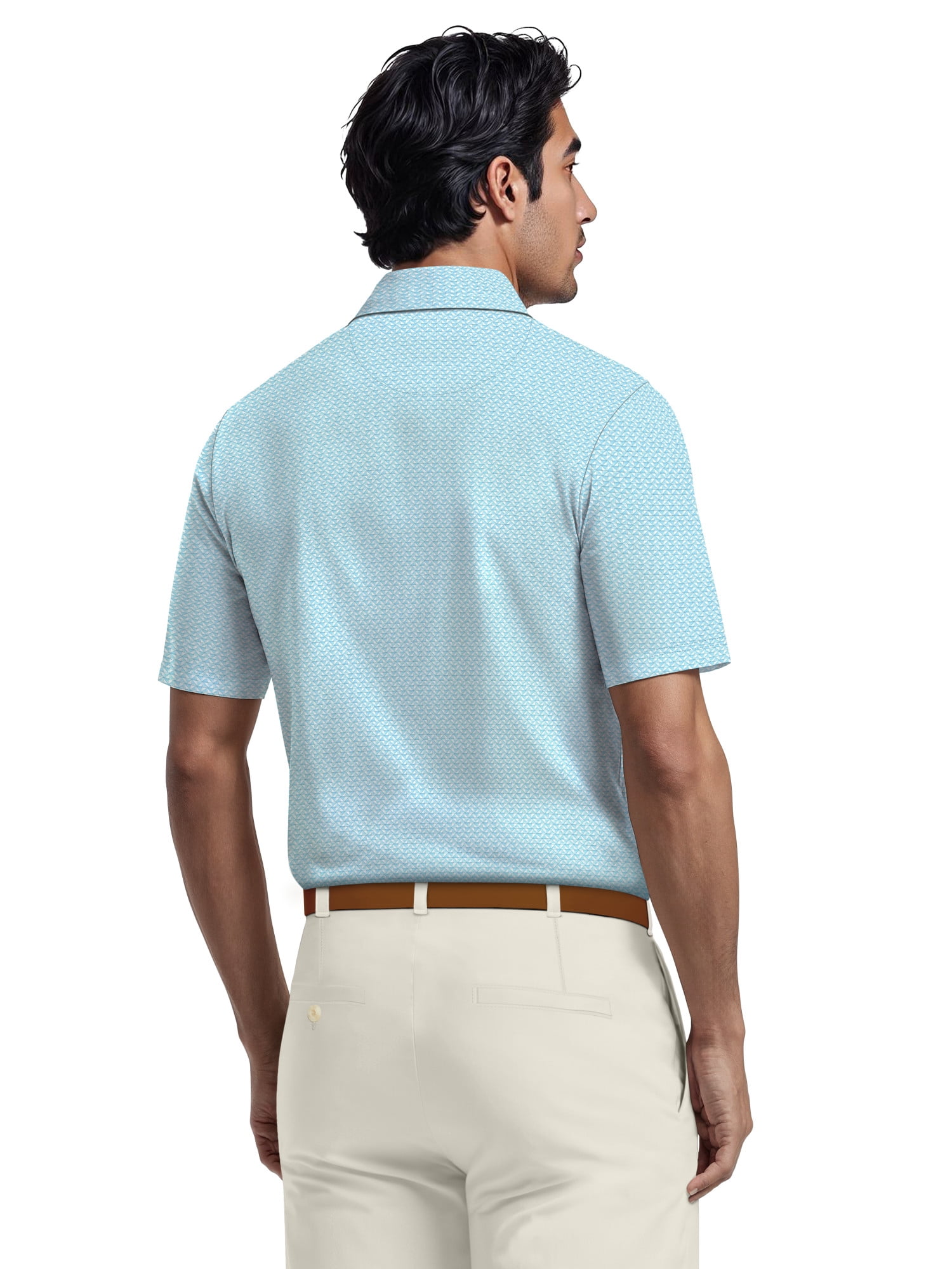 Ben Hogan Men's & Big Men's Performance Mini Geometric Print Short Sleeve Golf Polo Shirt, Sizes S-5XL