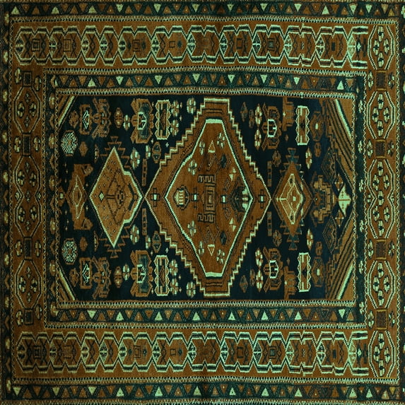Ahgly Company Indoor Square Persian Turquoise Blue Traditional Area Rugs, 4' Square