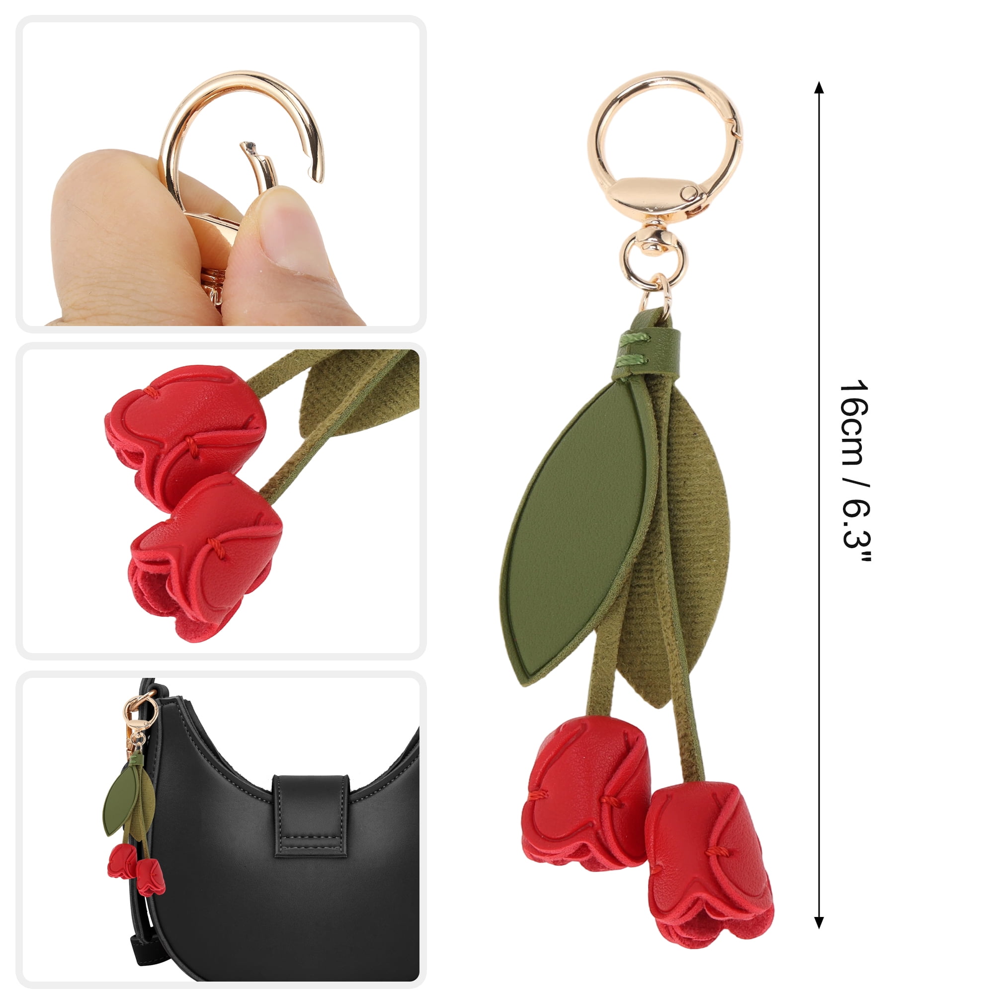 Unique Bargains Colorful Flower Leaf Handbag Charm For Any Occasion 1 Pc Red