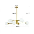 thumbnail image 2 of 35" Modern Gold Sputnik Chandelier with 8 White Glass Globe Shades, Branching Design Mid-Century Ceiling Light Fixture for Dining Room, Living Room, or Bedroom, No Bulbs, 2 of 9