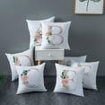 thumbnail image 4 of Throw Pillow Covers Alphabet Decorative Pillow Cases Letter Flowers Cushion Covers 18 x 18 Inch Square Pillow Protectors for Sofa Couch Bedroom Car Chair Home Decor, 4 of 8