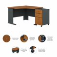 thumbnail image 3 of Bush Business Furniture Series A Corner Desk with 3 Drawer Mobile Pedestal, Natural Cherry, 3 of 6