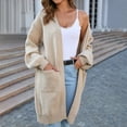 thumbnail image 2 of Vedolay Women's Sweaters Long Sleeve Knit Sweater Open Front Cardigan Outerwear Khaki,L, 2 of 5