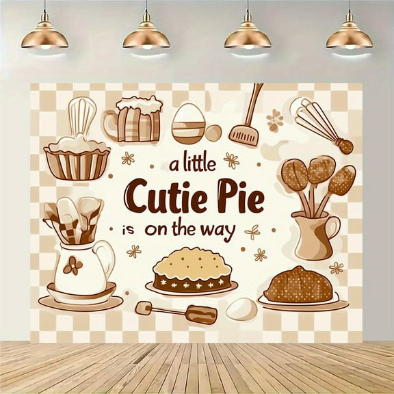 Fall Cutie Pie Baby Shower Backdrop A Little Cute Pie is on the Way Photography Background Brown Dessert Checkered Baking Party Decorations Banner Supplies Photo Booth Props