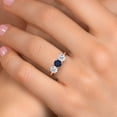 thumbnail image 4 of Gem Stone King 18K Rose Gold Plated Silver Blue Sapphire and White Topaz Engagement Ring for Women | 1.80 Cttw | Round 5MM | Gemstone September Birthstone | Size 9, 4 of 6