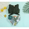 thumbnail image 2 of StylesILove Baby Toddler Girls Green Tropical Floral Bikini Set 2pcs Tankini Swimsuit Bathing Suit Beach Swimwear (2-3 Years), 2 of 7