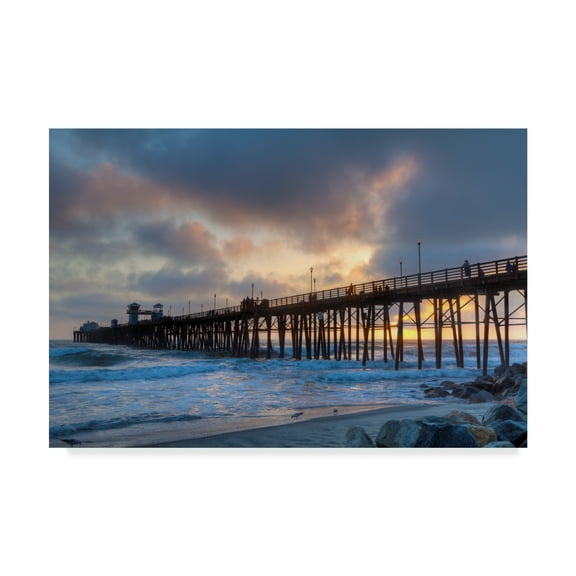 Trademark Fine Art 'Sunset Through Oceanside Pier' Canvas Art by Chris Moyer
