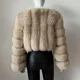 thumbnail image 2 of Abrigo de piel sintética de zorro con cuello en V para mujer, abrigo de invierno cálido de manga larga para mujer, chaqueta de piel de lujo a la moda, prendas de vestir elegantes de peluche 2024, 2 of 5