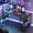 Black, variant on RSPGAME 57 Inch Gaming Desk featuring RGB LED Lights & Extra Large Space, Reversible L-Shaped Desk with Hook, Cup Holder & Display Shelf Hutch, Home Office Desk, Carbon Fiber Black
