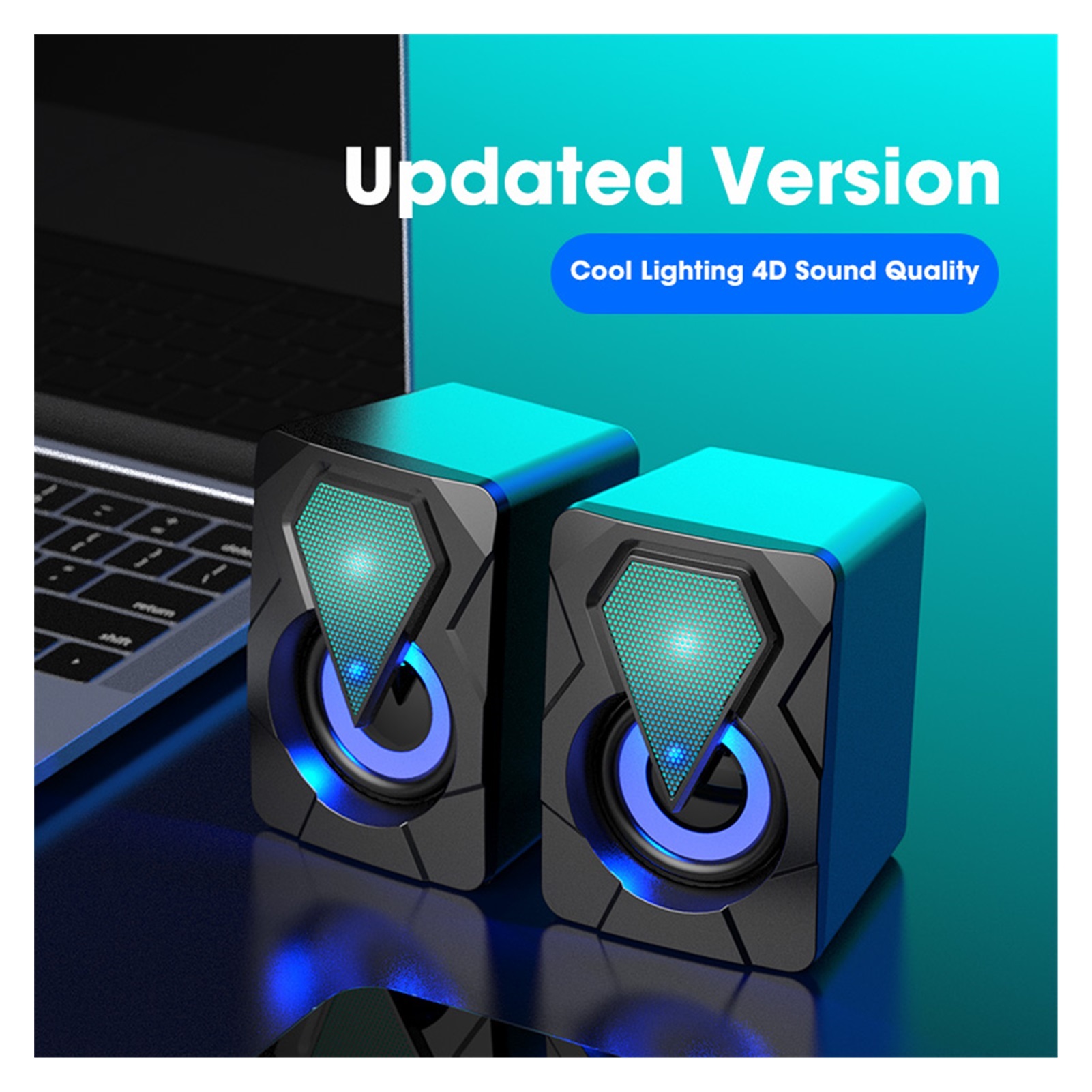 Computer Speakers For Laptop PC Subwoofer 4D Surround Sound Desktop Speaker Colorful LED Light Column Soundbar Theater Box Music ,Quality Sound