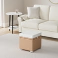 thumbnail image 2 of JJUN Set of 2 Wicker Ottomans, Multipurpose Outdoor Furniture for Patio, Backyard, Additional Seating, Footrest, Side Table w/Storage, Removable Cushions - Natural/Ivory, 2 of 17