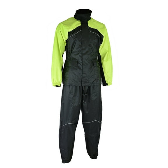 Daniel Smart Motorcycle Soft Polyester Rain Suit for Men Waterproof with Reflective piping and Zipper Closure.