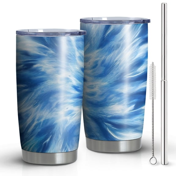 20oz Tumblers Blue Burst Pattern Stainless Steel Vacuum Insulated Double Wall Travel Tumbler Cups Mug with Lid and Straw,Cleaning Brush for Cold & Hot Drinks