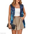 thumbnail image 4 of Chririnla Breathable Women's Sleeveless Waistcoat Vest for Work Summer Spring, Open Front Lightweight Women's Sleeveless Blazer Vest, Sea Turtle, 4 of 11
