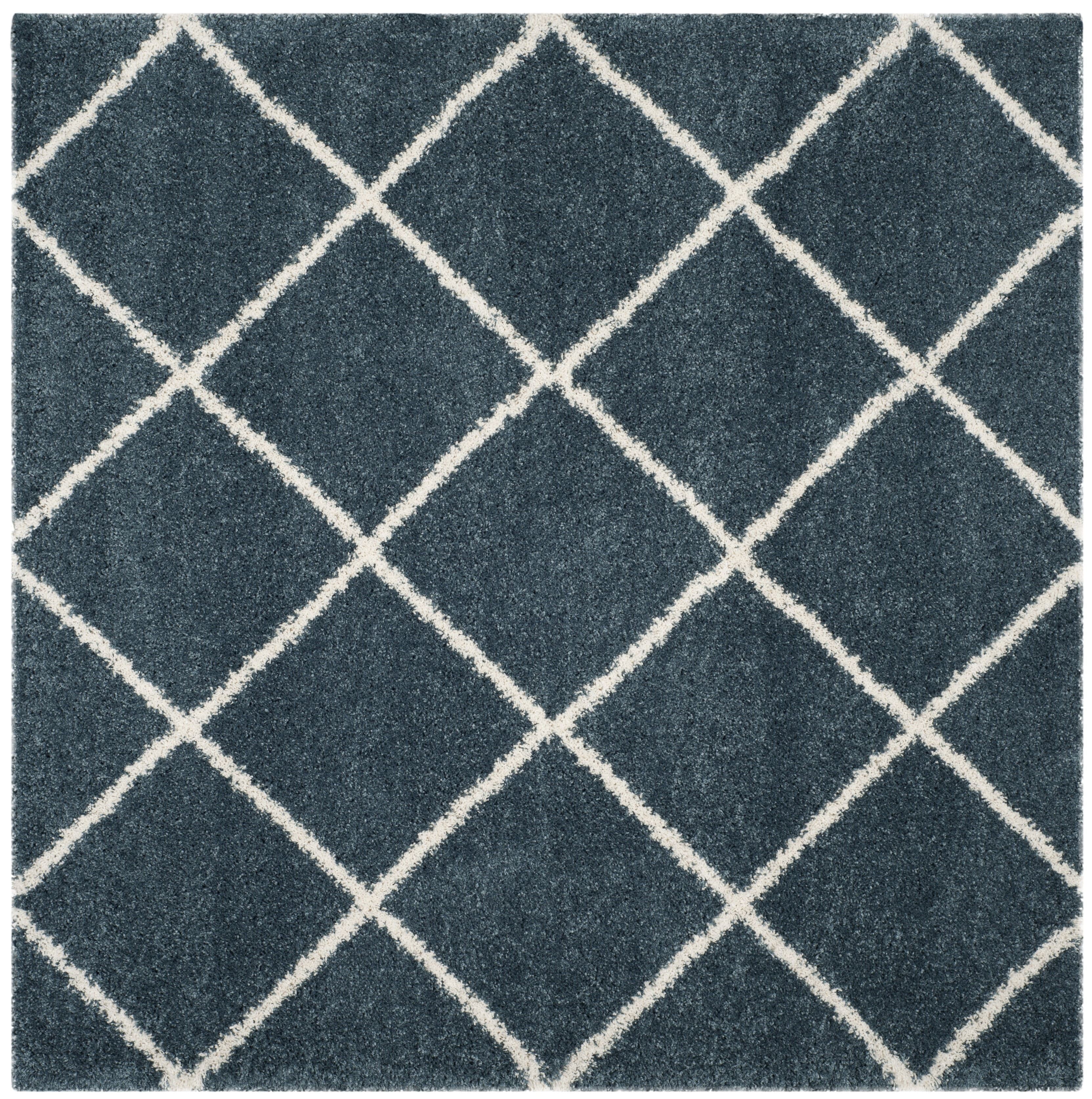 Safavieh Hudson Amias Geometric Shag Area Rug, Slate Blue/Ivory, 4' x 4' Square