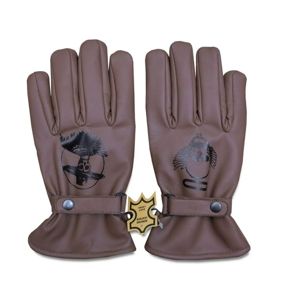 Men’s Genuine Leather Gloves – Brown Winter Driving Gloves with Strap - Size Large - by North Gloves