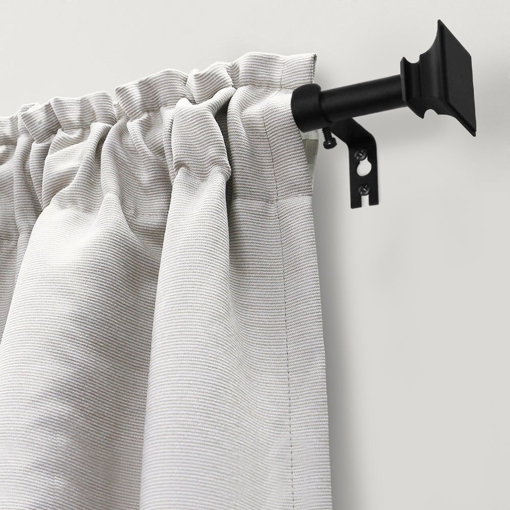 Lumi 5/8" Single Curtain Rod Set Silver/Grey/Black-Flat Square finials 48"-84" - Matte Black
