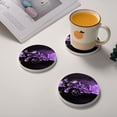 thumbnail image 2 of Circular Drink Coasters Set Purple Rose Pattern Beautiful Home Decor Diatomite Heat-Resistant Diatomite Protect Table Countertop, 2 of 7