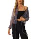 thumbnail image 1 of Chaqueta corta con cremallera para mujer Cordón transparente brillante Negro L, 1 of 6