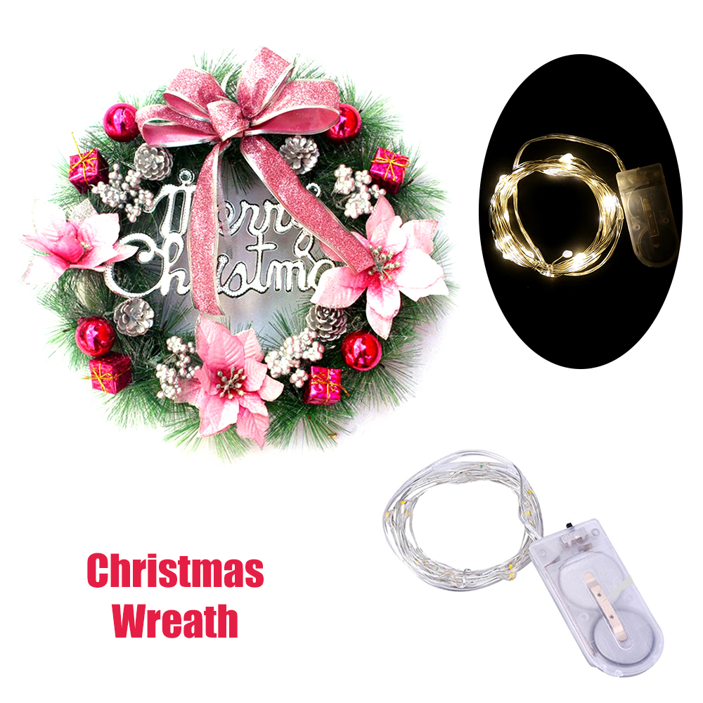 Christmas Wreaths with Lights Battery Operated Wreath Led String Light ...