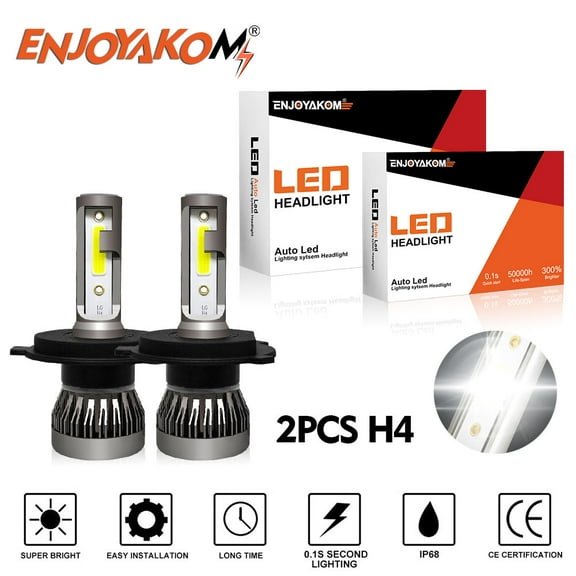 ENJOYAKOM 4pcs 9003 H4 High-Low Beam For Honda CR-V 1997-2001 LED Headlight Bulb Kit 6000K White